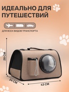 Сумка-переноска с органайзером и иллюминатором, 43×24×28 см, коричневая - Фото 2