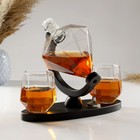 Мини-Бар «Рубин», на подставке, на 2 персоны, штоф - 850 мл, стаканы - 300 мл, 28.5×11×21.5 см, стекло, дерево - Фото 1