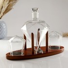 Мини-Бар «Рубин», на подставке, на 2 персоны, штоф - 880 мл, стаканы - 200 мл, 32.5×13×23.5 см, стекло, дерево - Фото 2