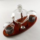 Мини-Бар «Рубин», на подставке, на 2 персоны, штоф - 880 мл, стаканы - 200 мл, 32.5×13×23.5 см, стекло, дерево - Фото 3