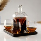 Мини-Бар «Рубин», на подставке, штоф - 880 мл, стаканы - 200 мл, 13.5×23×23 см, стекло, дерево - Фото 1