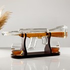 Мини-Бар «Автомат», на подставке, на 2 персоны, штоф - 800 мл, стаканы 330 мл, 53×7×23 см, стекло, дерево - Фото 1