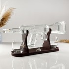 Мини-Бар «Автомат», на подставке, на 2 персоны, штоф - 800 мл, стаканы 330 мл, 53×7×23 см, стекло, дерево - Фото 2