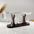 Мини-Бар «Автомат», на подставке, на 2 персоны, штоф - 800 мл, стаканы 330 мл, 53×7×23 см, стекло, дерево - Фото 3