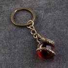 Сувенир-брелок "Змейка с шаром", латунь, янтарь - фото 321521006