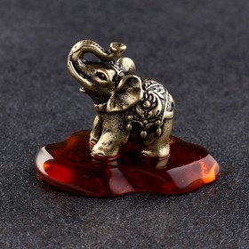 Сувенир "Слон Тайский", латунь, янтарь