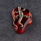 Сувенир "Ящерица", латунь, янтарь. 2,5х,5х1 см - фото 24006990