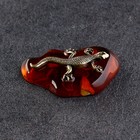 Сувенир "Ящерица", латунь, янтарь. 2,5х,5х1 см - фото 24006991