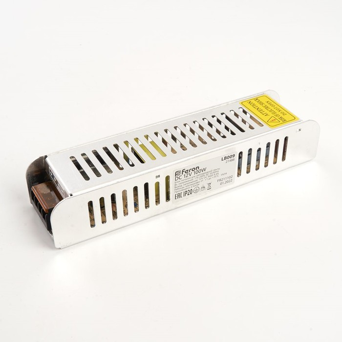 Трансформатор электронный для светодиодной ленты 12 Вт, Feron, LB009, 8.4A, 100 Вт
