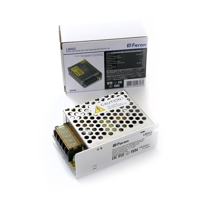 Трансформатор электронный для светодиодной ленты 12 Вт, Feron, LB002, 2.5A, 30 Вт - фото 1903799655