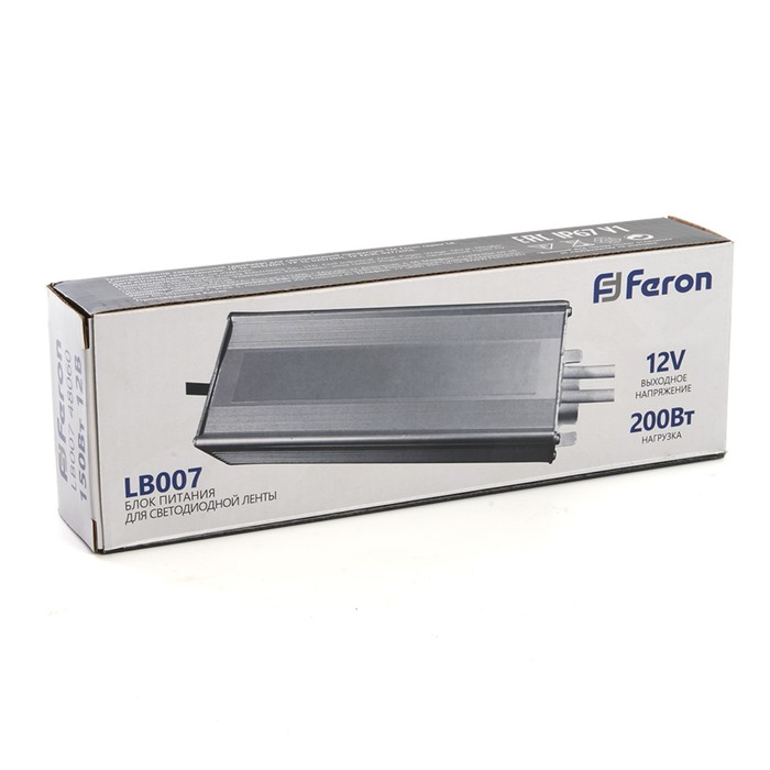 Трансформатор электронный для светодиодной ленты 12 Вт, Feron, LB007, 16.5А, 200 Вт - фото 1903799789