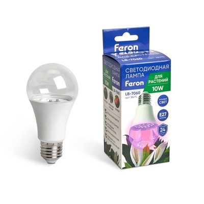 Лампа для растений Feron, E27, 10 Вт, 175-265 В, красно-синий свет
