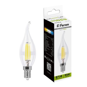 Лампа светодиодная Feron, E14, 5 Вт, 230 В, белый свет