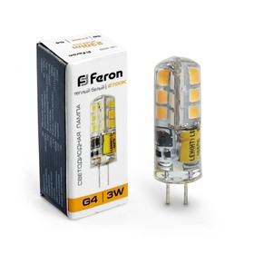 Лампа светодиодная Feron, G4, 3 Вт, 12 В, белый теплый свет