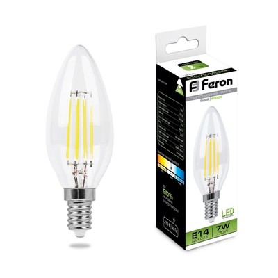 Лампа светодиодная Feron, E14, 7 Вт, 230 В, белый свет