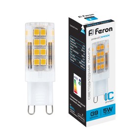 Лампа светодиодная Feron, G9, 5 Вт, 175-265 В, дневной свет