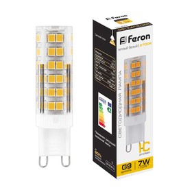 Лампа светодиодная Feron, G9, 7 Вт, 175-265 В, белый теплый свет