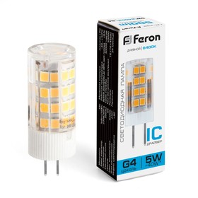 Лампа светодиодная Feron, G4, 5 Вт, 175-265 В, дневной свет