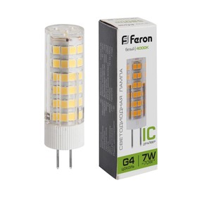 Лампа светодиодная Feron, G4, 7 Вт, 175-265 В, белый свет