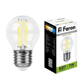 Лампа светодиодная Feron, E27, 7 Вт, 230 В, белый свет