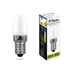 Лампа светодиодная для холодильника Feron, E14, 2 Вт, 230 В, белый свет - фото 300556690