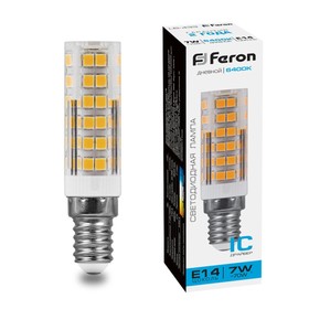 Лампа светодиодная Feron, E14, 7 Вт, 175-265 В, дневной свет