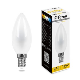 Лампа светодиодная Feron, E14, 11 Вт, 230 В, белый теплый свет