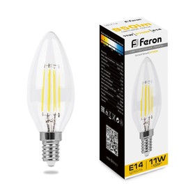 Лампа светодиодная Feron, E14, 11 Вт, 230 В, белый теплый свет