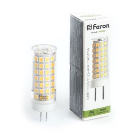 Лампа светодиодная Feron, G4, 9 Вт, 175-265 В, белый свет