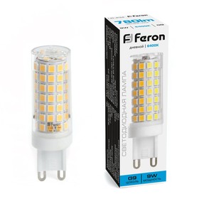 Лампа светодиодная Feron, G9, 9 Вт, 175-265 В, дневной свет