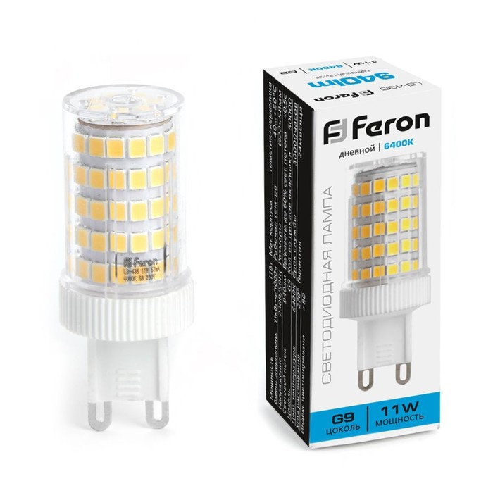 Лампа светодиодная Feron, G9, 11 Вт, 175-265 В, дневной свет