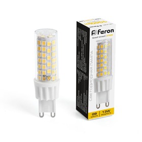 Лампа светодиодная Feron, G9, 13 Вт, 175-265 В, белый теплый свет