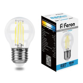 Лампа светодиодная Feron, E27, 9 Вт, 230 В, дневной свет