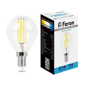 Лампа светодиодная Feron, E14, 7 Вт, 230 В, дневной свет