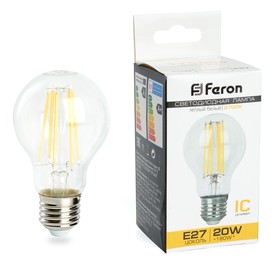 Лампа светодиодная Feron, E27, 20 Вт, 175-265 В, белый теплый свет