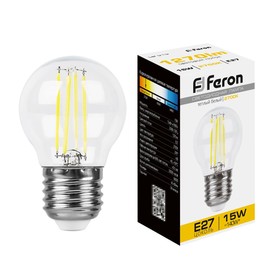 Лампа светодиодная Feron, E27, 15 Вт, 230 В, белый теплый свет