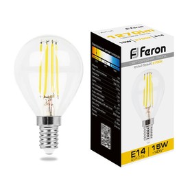 Лампа светодиодная Feron, E14, 15 Вт, 230 В, белый теплый свет