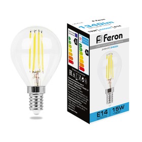 Лампа светодиодная Feron, E14, 15 Вт, 230 В, дневной свет