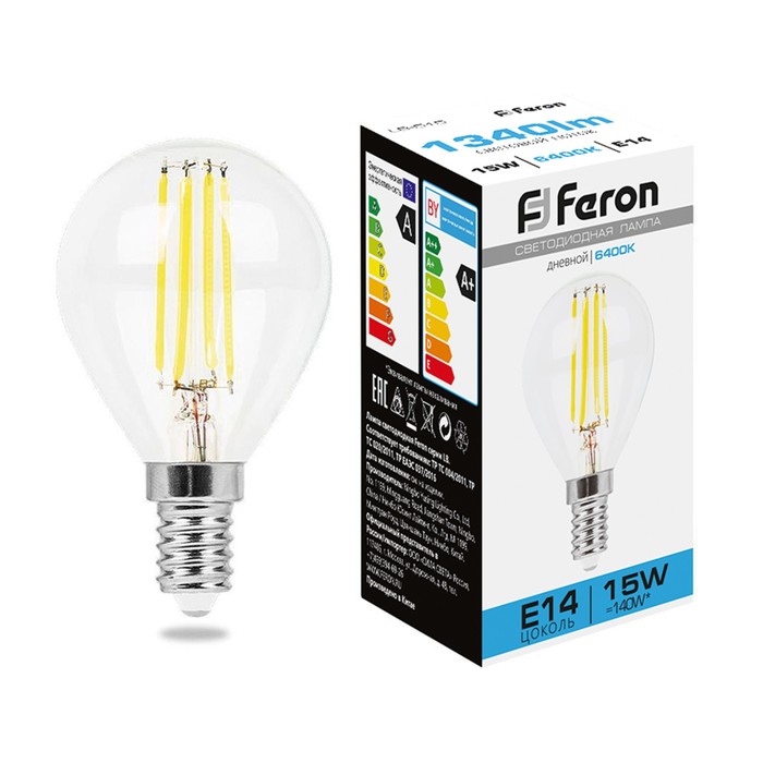 Лампа светодиодная Feron, E14, 15 Вт, 230 В, дневной свет