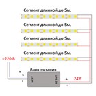 Светодиодная лента Feron 5 м, IP20, COB, 320 LED/м, 8 Вт/м, 24 В, свечение зелёное - Фото 5