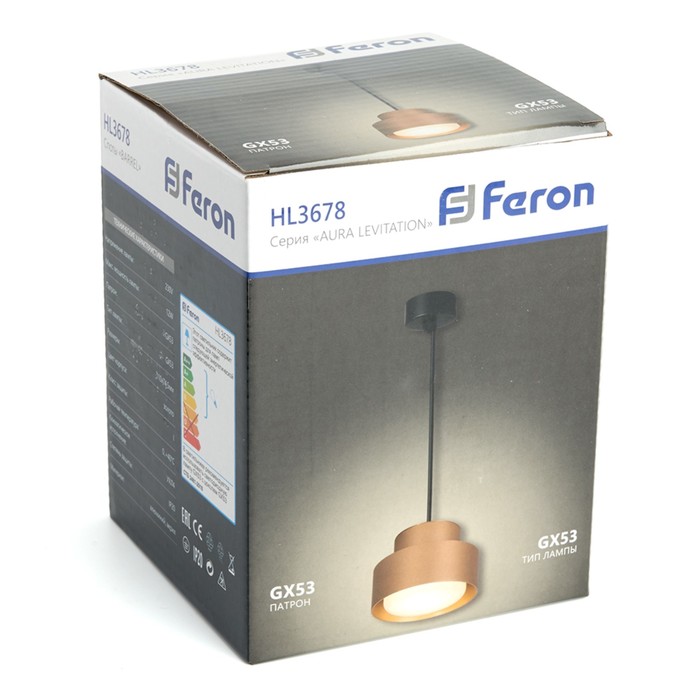 Светильник потолочный Feron HL3678, IP20, GX53, 12 Вт, 110хх74,5 мм, цвет золото - фото 1908168238