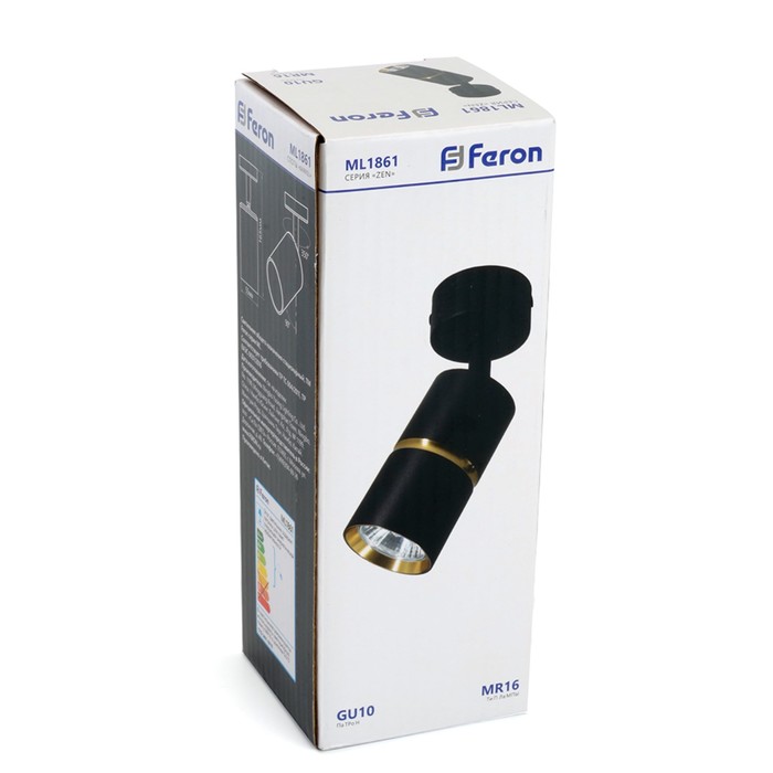 Светильник настенно-потолочный Feron ML1861, IP20, GU10, 35 Вт, 55х55х165 мм, цвет чёрный/золото - фото 1908168294