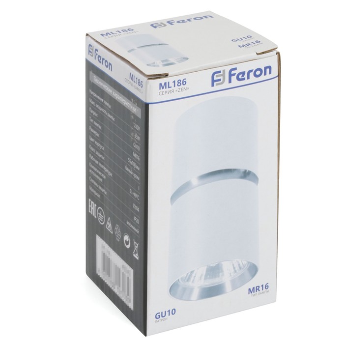 Светильник потолочный Feron ML186, IP20, GU10, 35 Вт, 55х55х100 мм, цвет белый/хром - фото 1908168313