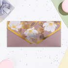 Конверт для денег "Универсальный" золотые цветы, тиснение, 19,5 х 9 см - фото 24044271