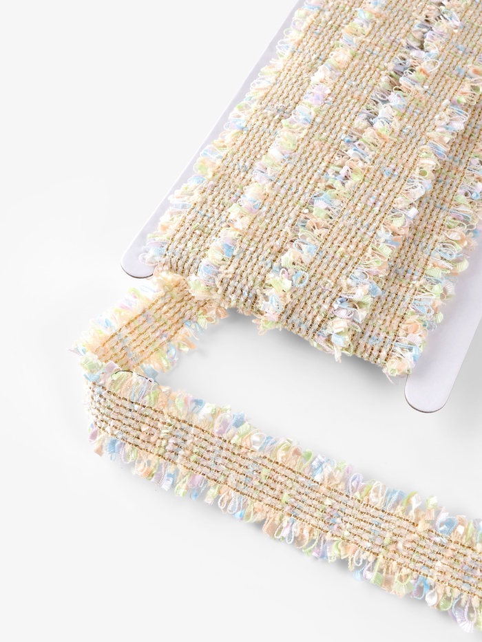 Тесьма декоративная «Твидовая», двусторонняя, 30 мм, 5±0.5 м, светло-бежевая - Фото 1