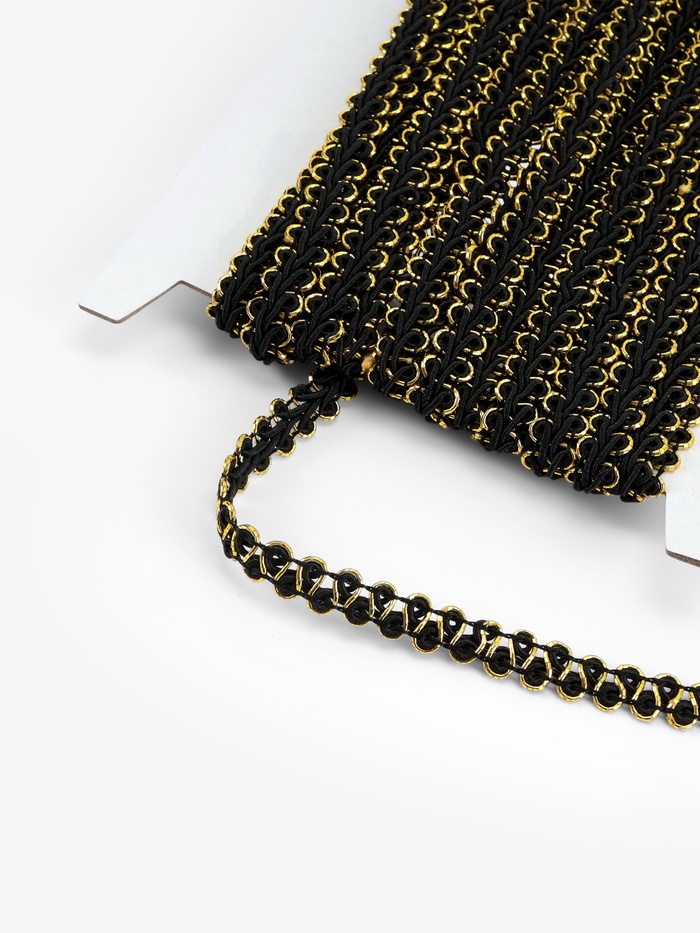 Тесьма декоративная «Шанель», 8 мм, 10±1 м, цвет чёрный, золотой - Фото 1