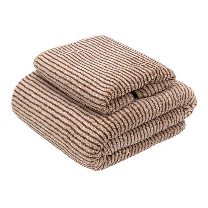 Набор полотенец «Полоска», размер 30x70 см, 70x130 см, цвет коричневый - Фото 1