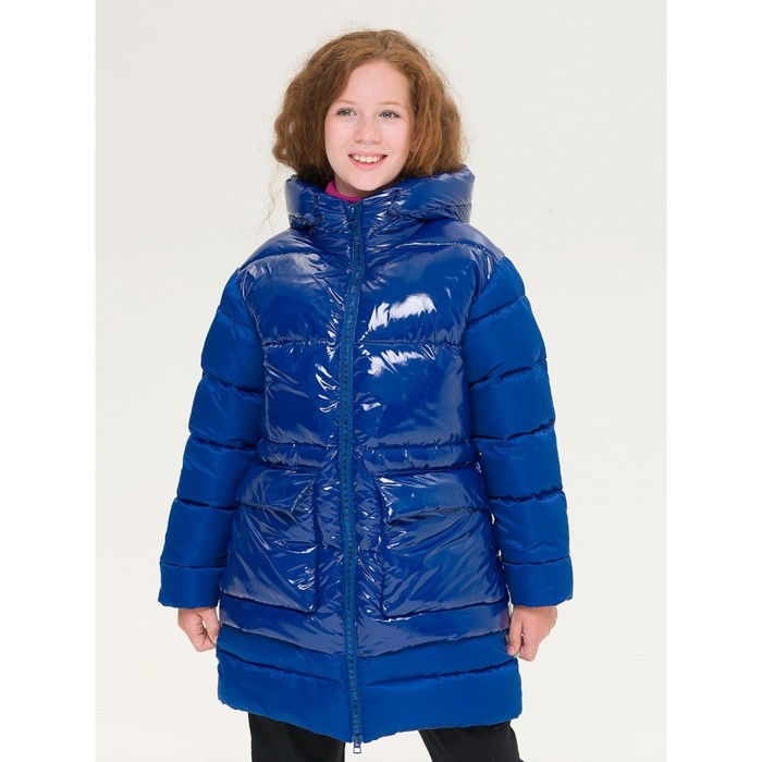 Пальто для девочек, рост 146 см, цвет синий - Фото 1