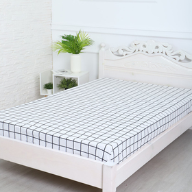 Простыня на резинке Атра 160х200х20, Таттерсол, бело-земельный, бязь 120г/м, хл100%