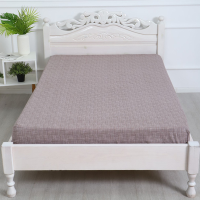 Простыня на резинке 1.5-спальная «Атра. Контур», 140×200+20 см, бежевая, бязь